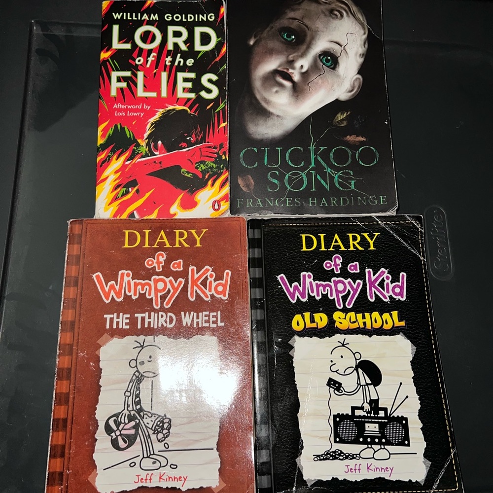 Lot of 4 Books (Diary of a Wimpy Kid, Cuckoo Song, Lord of the Flies)